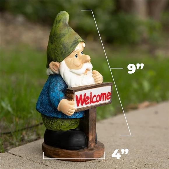 Welcome Gnome Solar Light for Home& Outdoor Decor Gnome Solar Powered Flickering - Picture 5 of 6